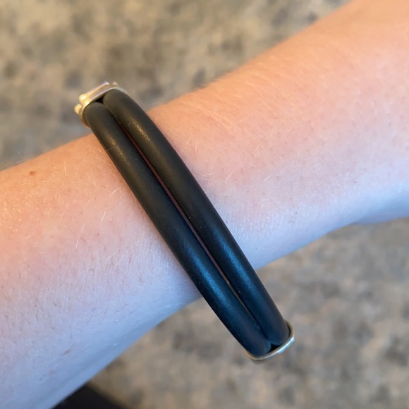 Sterling Silver Greek Key Silicone Bracelet - Picture 4 of 11